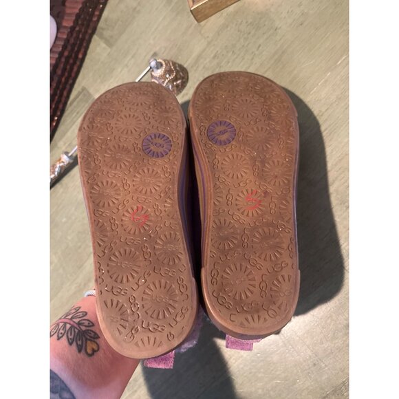 UGG Purple Suede & Sheepskin Slippers With Cozy Two-Tone Fur Trim Womens Size 7 - Picture 6 of 6